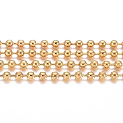Golden 304 Stainless Steel Ball Chains, with Spool, Round, Golden, 2.4mm, about 164.04 Feet(50m)/roll