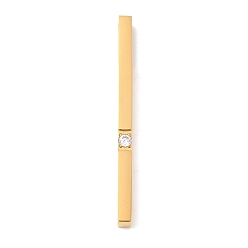 Golden Ion Plating(IP) 304 Stainless Steel Cubic Zirconia Pendants, Rectangle, Golden, 30x2x3mm, Hole: 6x2mm