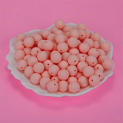 Bisque Round Silicone Focal Beads, Chewing Beads For Teethers, DIY Nursing Necklaces Making, Bisque, 15mm, Hole: 2mm