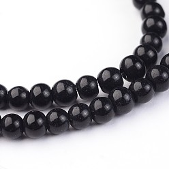Black Glass Round Beads Strands, Black, 4x3mm, Hole: 1mm, about 99pcs/strand, 11.8 inch