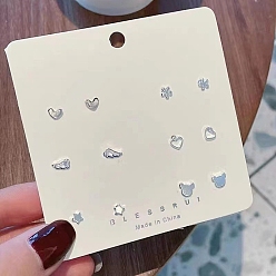 Платина 6 пары антикоррозийных изысканных комплектов серег-гвоздиков из сплава с латунной булавкой для девушек и женщин, разнообразные, платина, Размер упаковки: 75x75 mm