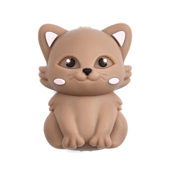 Верблюжий Силиконовые бусины, форма кошки, верблюжие, 28x20.5x16.5 мм, отверстие : 2 мм