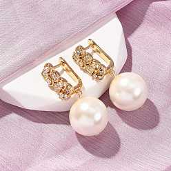 Настоящее золото 18K Круглые серьги-кольца из латуни с микропаве из прозрачных кубических цирконий, со стеклянными бусинами, без кадмия и без свинца, долговечный, стойки покрытие, реальный 18 k позолоченный, 37x16 мм