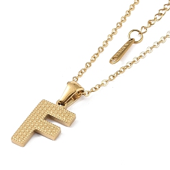 Letter F Ion Plating(IP) Initial Letter 304 Stainless Steel Pendant Necklaces, Real 18K Gold Plated, Letter F, 15.87 inch(40.3cm), Pendant: about 17x10.5mm