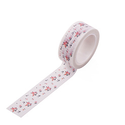 White DIY Scrapbook Decorative Paper Tapes, Adhesive Tapes, Flower, White, 15mm, 5m/roll(5.46yards/roll)