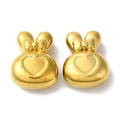 Золотой 304 из нержавеющей стали бусы, кролик с бантиком и сердечком, золотые, 17x13x7 мм, отверстие : 1.2 мм