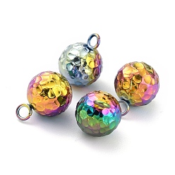 Rainbow Color Ионное покрытие (ip) 304 брелоки из нержавеющей стали, круглые, , Радуга цветов, 10.8x8 мм, отверстие : 1.8 мм