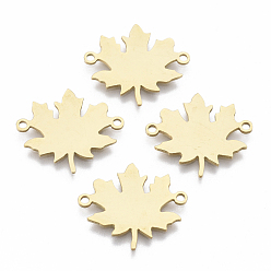 Золотой Осенняя тема 201 соединительные звенья из нержавеющей стали, лазерная резка, кленового листа, штамповка пустой метки, золотые, 17x20x1 мм, отверстие : 1.4 мм