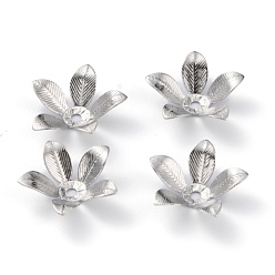 Платина Латунной шариковой крышкой, 5-лепестков цветка, платина, 14x3 мм, отверстие : 1.5 мм