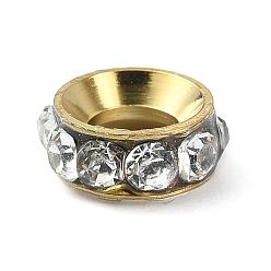 Золотой 304 из нержавеющей стали разделительные бусины, со стразами, бусины с большим отверстием, колонка, золотые, 9.5x3.5 мм, отверстие : 4.5 мм