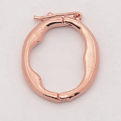 Rose Gold Brass Shortener Clasps, Twister Clasps, Cadmium Free & Lead Free, Oval Ring, Rose Gold, 21x18x2mm