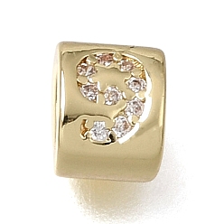 Real 14K Gold Plated Brass Micro Pave Clear Cubic Zirconia Beads, Oval with Number 9, Real 14K Gold Plated, 6.5x5.5x5.5mm, Hole: 3x4mm
