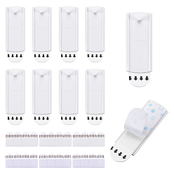 White 2Bags Nylon Velcro, Rectangle, Photo Frame Punch-free Velcro Stickers, with 10Pcs ABS Plastic Wall Mounted Hook Hangers, White, 29x16x2mm, 12pairs/bag
