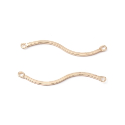 Real 14K Gold Plated Rack Plating Brass Connector Charms, Long-Lasting Plated, Cadmium Free & Lead Free, S-Shapes, Real 14K Gold Plated, 30x4.5x1mm, Hole: 1mm