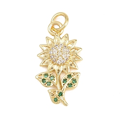 Настоящее золото 18K Латунный кулон с микропаве из циркония, без кадмия и без свинца, , реальный 18 k позолоченный, 21.5x11.5x3 мм, отверстие : 3.5 мм