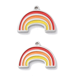 Нержавеющая Сталь Цвет 304 прелести нержавеющей стали, с эмалью, шарм облаков и радуги, цвет нержавеющей стали, 10x14x1.5 мм, отверстие : 1 мм