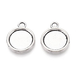 Античное Серебро Сеттинги для кабошонов или кулона, сплав, тибетский стиль , односторонний, без кадмия и без свинца, плоско-круглые, античное серебро, лоток : 14 мм, 22x17.5x2 мм, отверстие : 3 мм
