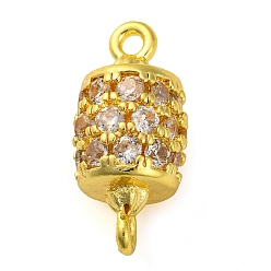 Золотой Подвески-подвески с полыми колоннами из латуни с микропаве из прозрачного кубического циркония, долговечный, без свинца и без кадмия, золотые, 16.5x7.5 мм, отверстие : 1.4 мм