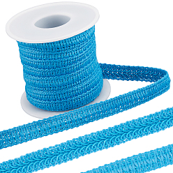 Темно-Голубой 10ярдов полиэстеровой кружевной ленты, аксессуары для одежды, с пустыми пластиковыми катушками 1pc, глубокое синее небо, 1/2 дюйм (12 мм)