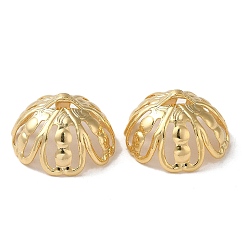 Real 24K Gold Plated Brass Bead Caps, Half Round, Real 24K Gold Plated, 15.5x8.5mm, Hole: 1.5x2.5mm