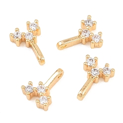 Настоящее золото 18K Латунные микро проложить кубического циркония прелести, реальный 18 k позолоченный, 7.5x5.5x2.5 мм, отверстие : 0.9 мм