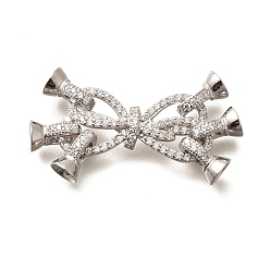 Платинированный 925 Складчатые застежки из стерлингового серебра с микропаве из прозрачного кубического циркония, бантом, Реальная платина, 30 мм
