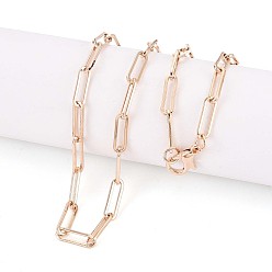 Light Gold Латунные скрепки, изготовление колье из вытянутых удлиненных кабельных цепочек, с карабин-лобстерами , золотой свет, 23.62 дюйм (60 см) в длину, ссылка: 3.7x12 mm, Перейти кольцо: 5x1 мм