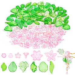 (52) Непрозрачная лаванда 130шт. наборы для самостоятельной сборки колпачков для бусин, акриловые колпачки для бусин в форме цветка и листа, разноцветные, 9.5x13x12 мм, отверстие : 1.2 мм