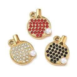 (52) Непрозрачная лаванда Хэллоуин 304 Подвески из нержавеющей стали, стразов и пластиковых жемчужин, ионное покрытие (ip), Ракетки и подвески для настольного тенниса, золотые, разноцветные, 20.5x16x5.5 мм, отверстие : 1.6 мм