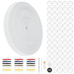 Белый Поделок швейные наборы, эластичный шнур из полиэстера, резьбонарезной станок из железа, круглая пуговица для рубашки с 2-образным отверстием, белые, 19 мм