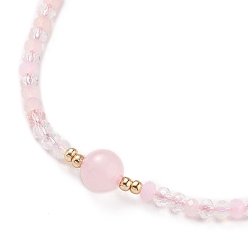 Rose Quartz Adjustable Nylon Thread Braided Bead Bracelets, with Round Natural Rose Quartz Beads and Glass Seed Beads, Inner Diameter: 1-3/4~3-3/8 inch(4.5~8.5cm)