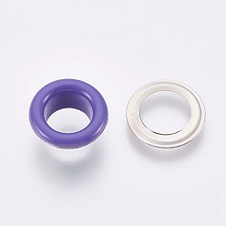Slate Blue Iron Grommet Eyelet Findings, for Bag Making, Flat Round, Platinum, Slate Blue, 9.5x4.5mm, Inner Diameter: 5mm