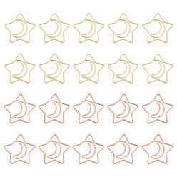 Золотой & Розовыый Золотой 50шт 2 цвета металлические скрепки, скрепки звезда и луна, золотой и розовое золото, 26x26x1 мм, 25 шт / цвет