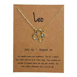 Лео Ожерелья из сплава с кристаллами и стразами в виде созвездия для женщин, золотые, Лев, 14.96 дюйм (38 см)