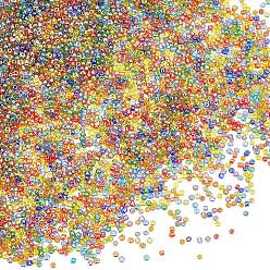 Gemischte Farbe 60g Glas Rocailles, trans. Farben lustlos, Runde, Gemischte Farbe, 2 mm, Bohrung: 1 mm