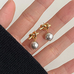 Морская Ракушка 304 Женские серьги-подвески из нержавеющей стали и искусственного жемчуга на стеклянной основе, узел, цвет морской раковины, 18 мм