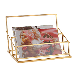 Прозрачный Подставки для визиток из латуни и стекла, трапециевидные, прозрачные, 110x71x65 мм