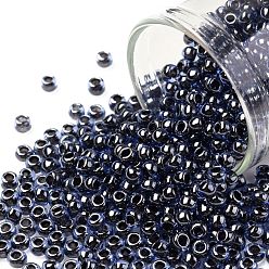 (362) Crystal Navy Blue Lined Luster Toho runde Rocailles, japanische Rocailles, (362) Kristall Marineblau gefütterter Glanz, 8/0, 3 mm, Bohrung: 1 mm, über 222pcs / Flasche, 10 g / Flasche