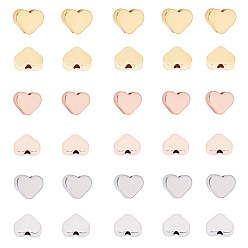 Mixed Color Brass Beads, Heart, Mixed Color, 6.5x8x2.5mm, Hole: 1.5mm, 3 colors, 20pcs/color, 60pcs/box