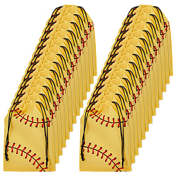 Золотистый 120 шт. подарочные упаковочные пакеты из ЭВА с завязками, прямоугольник с бейсбольным узором, золотые, 19.6x14.9x0.25 см