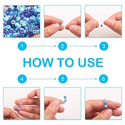 Blue 1 Box Mixed 6/0 Glass Seed Beads Round  Loose Spacer Beads, Blue, 4mm, Hole: 1mm, about 1900pcs/box