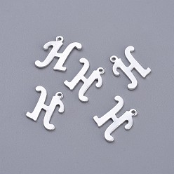 Letter H 201 подвески из нержавеющей стали, буквы, серебряный цвет гальваническим, letter.h, 14x12x1 мм, отверстие : 1 мм
