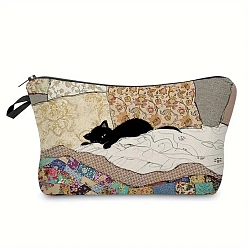 Cat Shape Polyester Wallet, with Zipper, Rectangle, Cat Shape, 17x25cm