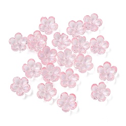 Бледно-Розовый Окрашенные и нагретые стеклянные колпачки для бусин, 5-лепестков цветка, розовый жемчуг, 10x10x5 мм, отверстие : 1.4 мм