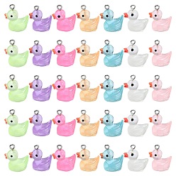 (52) Непрозрачная лаванда 35шт 7 стили подвески из светящейся прозрачной смолы, прелести утки, с фурнитурой железной платинового оттенка, разноцветные, 18~20x17~18x12 мм, отверстие : 2 мм, 5 шт / стиль