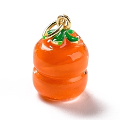 Dark Orange Handmade Lampwork Pendants, with Brass Findings, Cadmium Free & Lead Free, Matte Gold Color, Column, Dark Orange, 17.5~18x12mm, Hole: 4mm