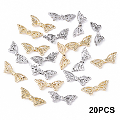 Платиновый & Золотой 20шт 2 цвета стойка покрытие сплав бусины, без кадмия, без никеля и без свинца, бантом, платиной и золотом, 8x22x4 мм, отверстие : 1.8 мм, 10 шт / цвет