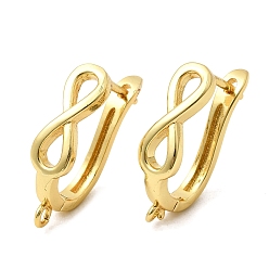 Золотой Фурнитура для сережек-колец в форме знака бесконечности из латуни, с горизонтальной петлей, запереть, золотые, 23x13.5x6 мм, отверстие : 1.2 мм, штифты : 1 мм