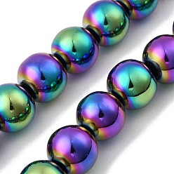 (966) Внутренний цвет Кристалл / Лиловато-лиловый на подкладке Гальванические нити из синтетических немагнитных гематитовых бусин, круглые, с покрытием цвета радуги, 14x13.5 мм, отверстие : 1.6 мм, около 30 шт / нитка, 15.94'' (40.5 см)