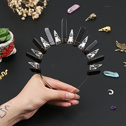 Обсидиан Ободки для волос из натурального обсидиана, аксессуары для волос для женщин и девочек, 185x155x15 мм